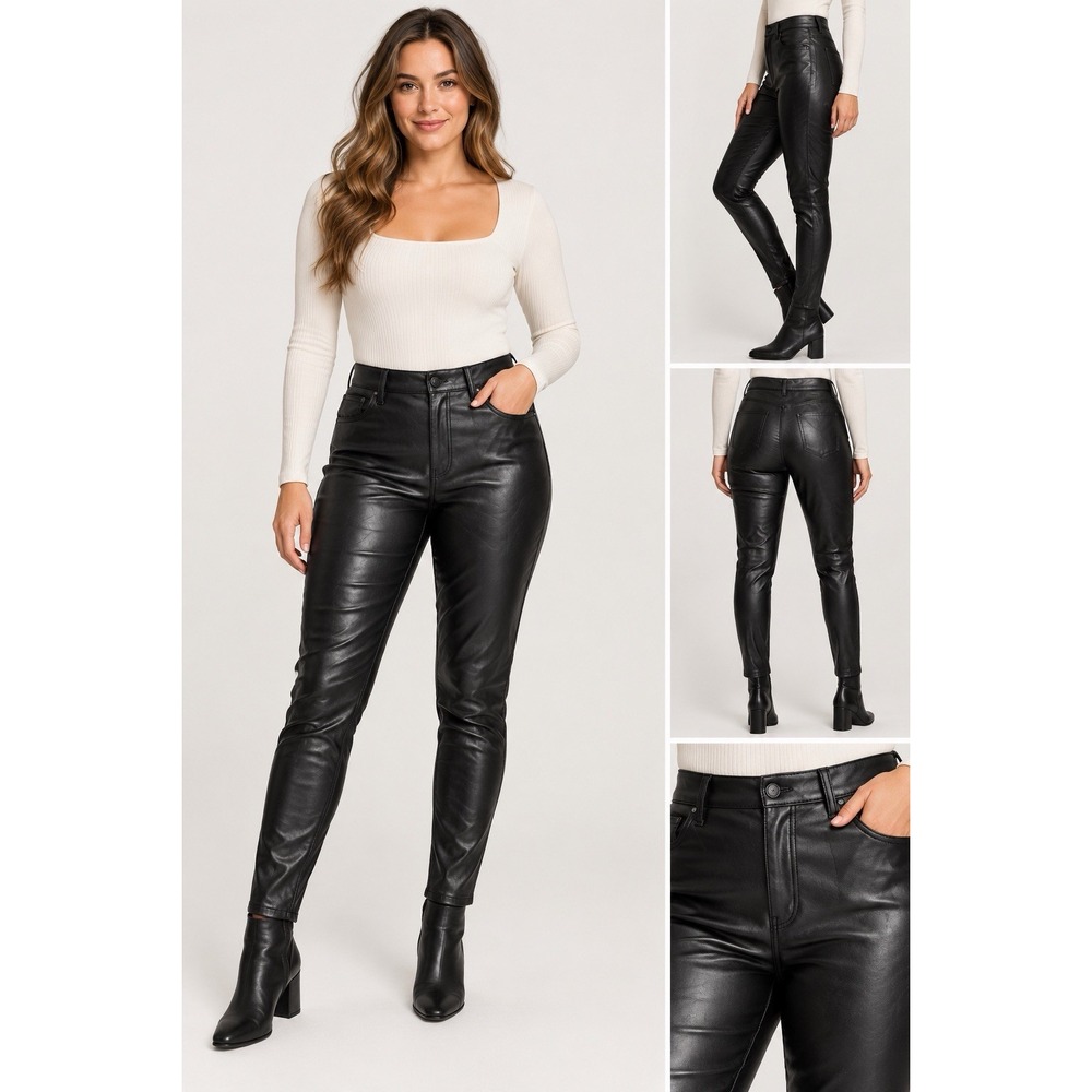 Abercrombie Curve Love The Skinny High Rise Faux Leather Pants Black 31/ 12